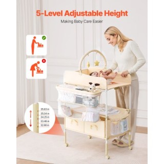 VEVOR Πτυσσόμενος Σταθμός Αλλαγής Πάνας με Καλάθι & Κρεμαστή Ράβδο ...