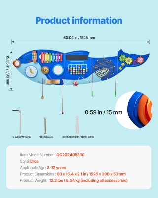 Πάνελ Δραστηριοτήτων Τοίχου Όρκα με 12 Δραστηριότητες Montessori 3... Πάνελ Δραστηριοτήτων Τοίχου Όρκα με 12 Δραστηριότητες Montessori 3...