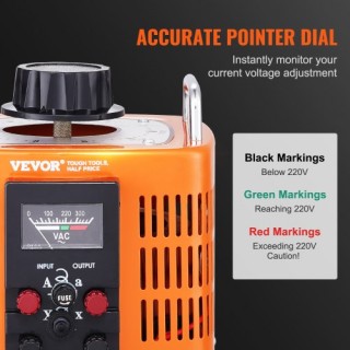 VEVOR  Μετασχηματιστής Ρυθμιστής Τάσης 3000VA 10A 0-300V AC KBBYQZZ...