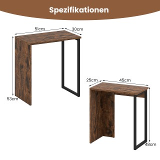 Σετ 2 Τραπεζάκια Σαλονιού 51 x 30 x 53cm σε Στυλ Ρουστίκ Καφέ JV12... Σετ 2 Τραπεζάκια Σαλονιού 51 x 30 x 53cm σε Στυλ Ρουστίκ Καφέ JV12...