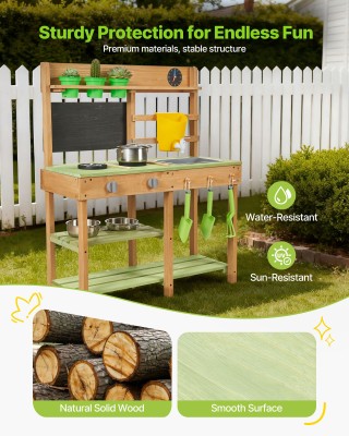 VEVOR Παιδική Ξύλινη Κουζίνα Εξωτερικού Χώρου με Νεροχύτη και Αξεσο...