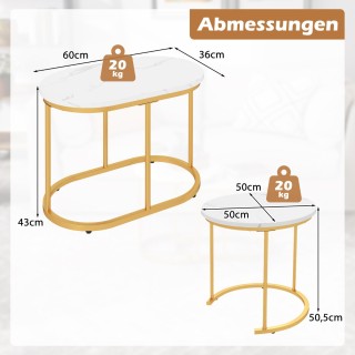 Σετ 2 Τραπεζάκια Καφέ με Μαρμάρινη Όψη και Χρυσά Μεταλλικά Πόδια 60... Σετ 2 Τραπεζάκια Καφέ με Μαρμάρινη Όψη και Χρυσά Μεταλλικά Πόδια 60...