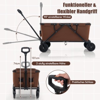 Costway Πτυσσόμενο καρότσι με ρυθμιζόμενη λαβή, θήκες ποτών και τσά...
