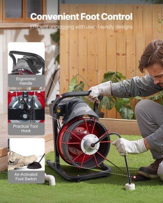 VEVOR Μηχάνημα Καθαρισμού Αποχέτευσης 23μ x 10,5mm, Χειροκίνητο Τρο... VEVOR Μηχάνημα Καθαρισμού Αποχέτευσης 23μ x 10,5mm, Χειροκίνητο Τρο...