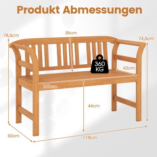 Costway Ανθεκτικό στις καιρικές συνθήκες ξύλινο παγκάκι Friesen 2 θ... Costway Ανθεκτικό στις καιρικές συνθήκες ξύλινο παγκάκι Friesen 2 θ...