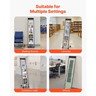 VEVOR Στενή Μεταλλική Βιβλιοθήκη Περιοδικών με Ρόδες, Ράφι 6 Επιπέδ...