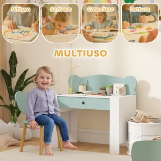 AIYAPLAY Παιδικό Γραφείο με Συρτάρι και Καρέκλα Αρκουδάκι, 3-8 Ετών...