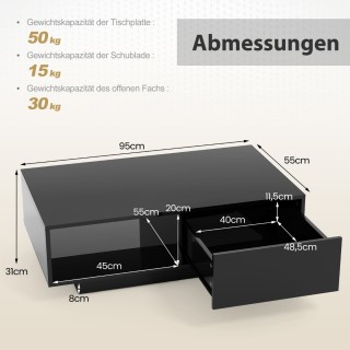 Costway  Τραπέζι σαλονιού με 20 χρώματα LED φώτα & τηλεχειριστήριο,...