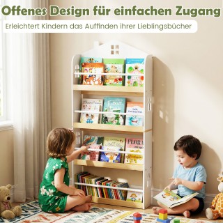 Costway Παιδική Βιβλιοθήκη σε Σχήμα Σπιτιού με Προστασία Κατά της Π...