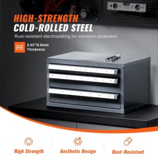 Ντουλάπι Οργάνωσης Τρυπανιών VEVOR, Τριών Συρταριών, 1-13mm, Μεταλλ... Ντουλάπι Οργάνωσης Τρυπανιών VEVOR, Τριών Συρταριών, 1-13mm, Μεταλλ...