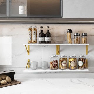 BAKAJI Σετ 4 Ξύλινα Λευκά Ράφια Τοίχου με Χρυσές Βάσεις Στήριξης γ... BAKAJI Σετ 4 Ξύλινα Λευκά Ράφια Τοίχου με Χρυσές Βάσεις Στήριξης γ...