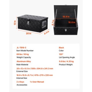 VEVOR Βαρέως Τύπου Αλουμινένιο Κουτί Εργαλείων για Φορτηγά και RV Μ...