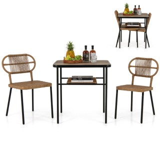 Σετ Τραπεζαρίας Εξωτερικού Χώρου με 2 Καρέκλες και Τραπέζι από PE-R... Σετ Τραπεζαρίας Εξωτερικού Χώρου με 2 Καρέκλες και Τραπέζι από PE-R...