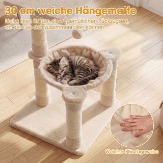 Costway Γατόδεντρο 64 εκ. με πλατφόρμες, αιώρα, μπάλα και στύλους α...