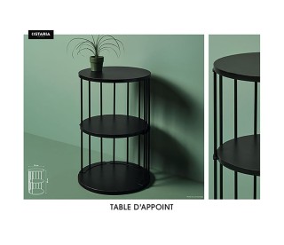 Ostaria Στρογγυλό Τραπέζι 3 Επιπέδων Μέταλλο Και Ξύλο Μαύρο 34x34x5...