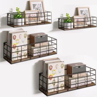 BAKAJI Σετ 4 Ράφια Τοίχου Βιομηχανικού Σχεδιασμού από Ξύλο Καρυδιά... BAKAJI Σετ 4 Ράφια Τοίχου Βιομηχανικού Σχεδιασμού από Ξύλο Καρυδιά...