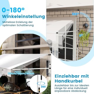 Costway Κάθετη Ρυθμιζόμενη Λευκή Τέντα Μπαλκονιού 400 cm Χωρίς Τρύπ... Costway Κάθετη Ρυθμιζόμενη Λευκή Τέντα Μπαλκονιού 400 cm Χωρίς Τρύπ...