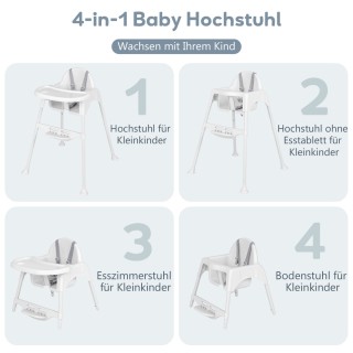 Costway Πολυλειτουργική Καρέκλα Φαγητού 4-σε-1 για Μωρά και Νήπια A...