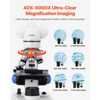 VEVOR Επαγγελματικό Τρινοκουλιακό Μικροσκόπιο 40-5000X Μεγέθυνσης S... VEVOR Επαγγελματικό Τρινοκουλιακό Μικροσκόπιο 40-5000X Μεγέθυνσης S...