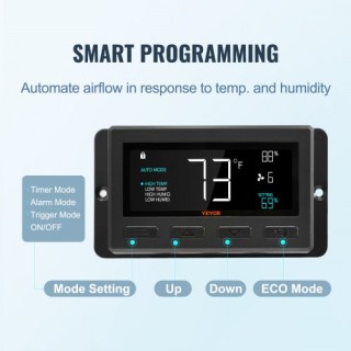 VEVOR Ανεμιστήρας Εξαερισμού Τοίχου 254mm με Τηλεχειριστήριο EC  BY...