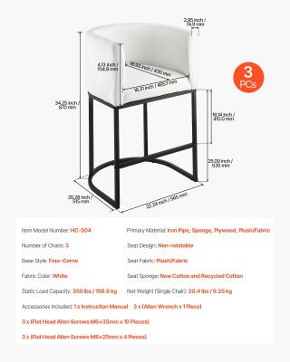 VEVOR Σετ 3 Σκαμπό Μπαρ, 63cm Ύψος, με Πλάτη και Μεταλλικό Πλαίσιο,... VEVOR Σετ 3 Σκαμπό Μπαρ, 63cm Ύψος, με Πλάτη και Μεταλλικό Πλαίσιο,...