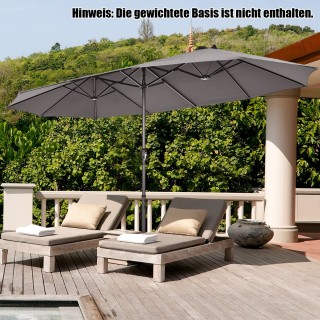 Costway Διπλή Ομπρέλα Αγοράς Ø480 cm με Μανιβέλα & UV Προστασία, Γκ...