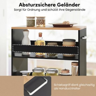 Costway Καροτσάκι Κουζίνας 4 Επιπέδων με Χειρολαβή & Κάγκελα, Μαύρο...