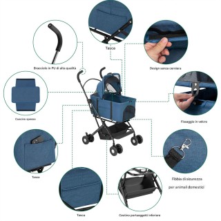 BAKAJI Καρότσι για Σκύλους και Γάτες με Αποσπώμενο Κλουβί Μεταφοράς...