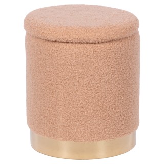 Galileo Σετ 2 Πουφ Αποθήκευσης από Ύφασμα Εφέ Τέντι με Χρυσή Βάση σ...