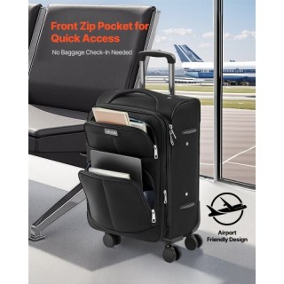 VEVOR Επεκτάσιμη Μαύρη Βαλίτσα Καμπίνας 51cm με Ρόδες Spinner BYKST...