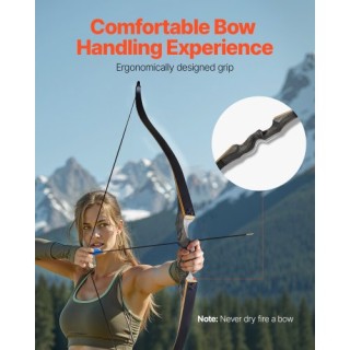 VEVOR Σετ Τόξου Αναψυχής 60in Recurve Ξύλινο 45 lbs με Βέλη για Κυν...