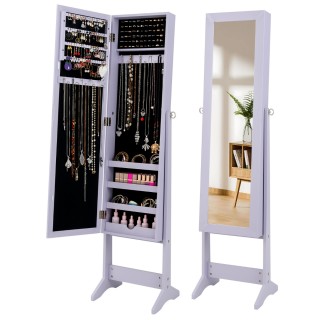 Costway Ρυθμιζόμενη Ραφιέρα Κοσμημάτων με Ολόσωμο Καθρέφτη σε Μωβ H...