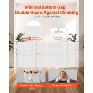 VEVOR Πτυσσόμενη Πύλη Ασφαλείας για Παιδιά και Κατοικίδια, Λευκή WZ...