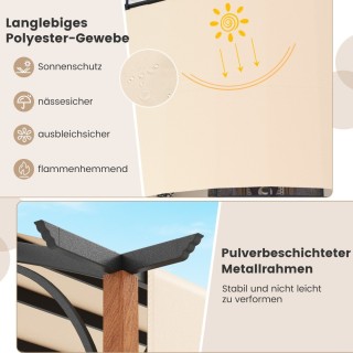 Costway  Πέργκολα Κήπου με Επεκτάσιμο Σκίαστρο και Μεταλλικό Πλαίσι...