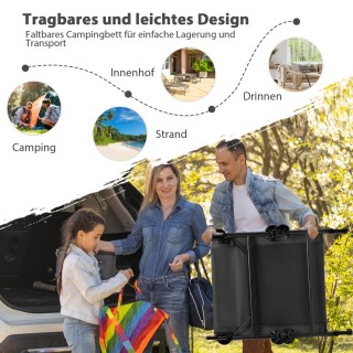 Costway Πτυσσόμενο Κρεβάτι Κατασκήνωσης με Αφαιρούμενο Στρώμα 194 x...