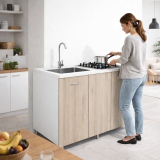 Shally Dogan Πλήρης Κουζίνα  Δρυς με Εστία 4 Καυστήρων και Νεροχύτη...