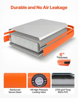 VEVOR Φουσκωτή Πλωτή Πλατφόρμα 2,44μ με Αντιολισθητική Επιφάνεια, Τ...