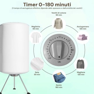 BAKAJI Κάθετος Ηλεκτρικός και Αθόρυβος Στεγνωτήρας Ρούχων 1000W – Ύ...