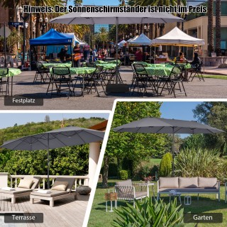 Costway  Ομπρέλα Ø480 cm με μανιβέλα, σκούρο γκρι για κήπο και βερά...