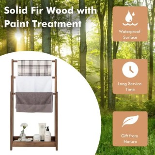 Ξύλινη Κρεμάστρα για Πετσέτες 3 Επιπέδων με Ράφι Αποθήκευσης 45 x 2...