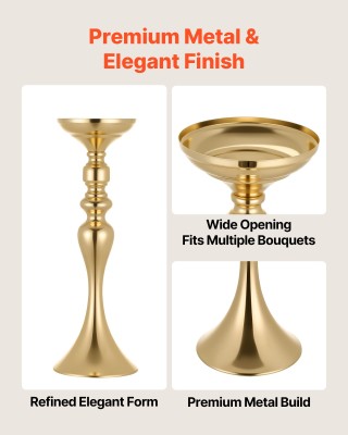 VEVOR Χρυσό Βάζο Γάμου 38εκ, Κρυστάλλινο Κεντρικό Διακόσμησης (16 τ...