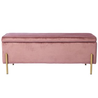 BAKAJI  Κασετίνα Πουφ Αποθηκευτικός Πάγκος Σκαμπό Υποπόδιο από Ροζ ...