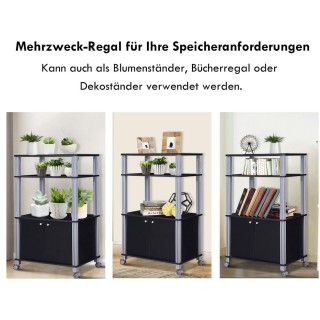 Costway Τρόλεϊ Κουζίνας με 3 Ράφια και Ντουλάπι από Μέταλλο και Ξύλ... Costway Τρόλεϊ Κουζίνας με 3 Ράφια και Ντουλάπι από Μέταλλο και Ξύλ...