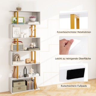 Costway Μοντέρνα Βιβλιοθήκη με Χρυσό Πλαίσιο και Σχήμα S για Κομψή ... Costway Μοντέρνα Βιβλιοθήκη με Χρυσό Πλαίσιο και Σχήμα S για Κομψή ...