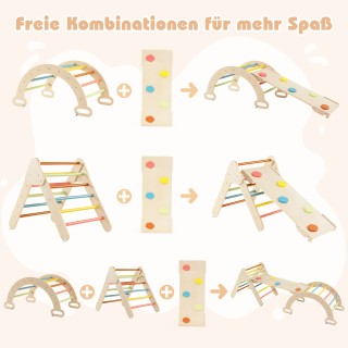 Costway  4 σε 1 Πολύχρωμο Σετ Αναρρίχησης με Τσουλήθρα & Δίχρωμη Ρά...