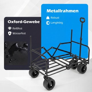 Costway Δίχρωμο Πτυσσόμενο Καρότσι Παραλίας με Ρυθμιζόμενη Λαβή Πιέ...