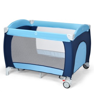 Costway Πολυλειτουργικό Πτυσσόμενο Βρεφικό Κρεβατάκι 4 σε 1 σε Μπλε... Costway Πολυλειτουργικό Πτυσσόμενο Βρεφικό Κρεβατάκι 4 σε 1 σε Μπλε...