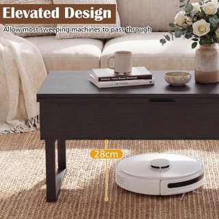 Costway Πολυλειτουργικό Τραπεζάκι Σαλονιού σε Μαύρο με Ρυθμιζόμενη ...