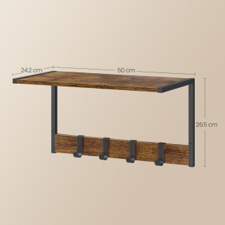 VASAGLE Σετ 2 Ράφια Τοίχου Rustin Brown με Αποσπώμενους Γάντζους 50...