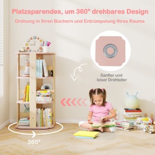 Costway Παιδική περιστρεφόμενη βιβλιοθήκη 3 επιπέδων με 12 θέσεις, ...